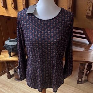 Tommy Bahama XS NWT NEW Women's Long Sleeve Top - Navy and Orange
